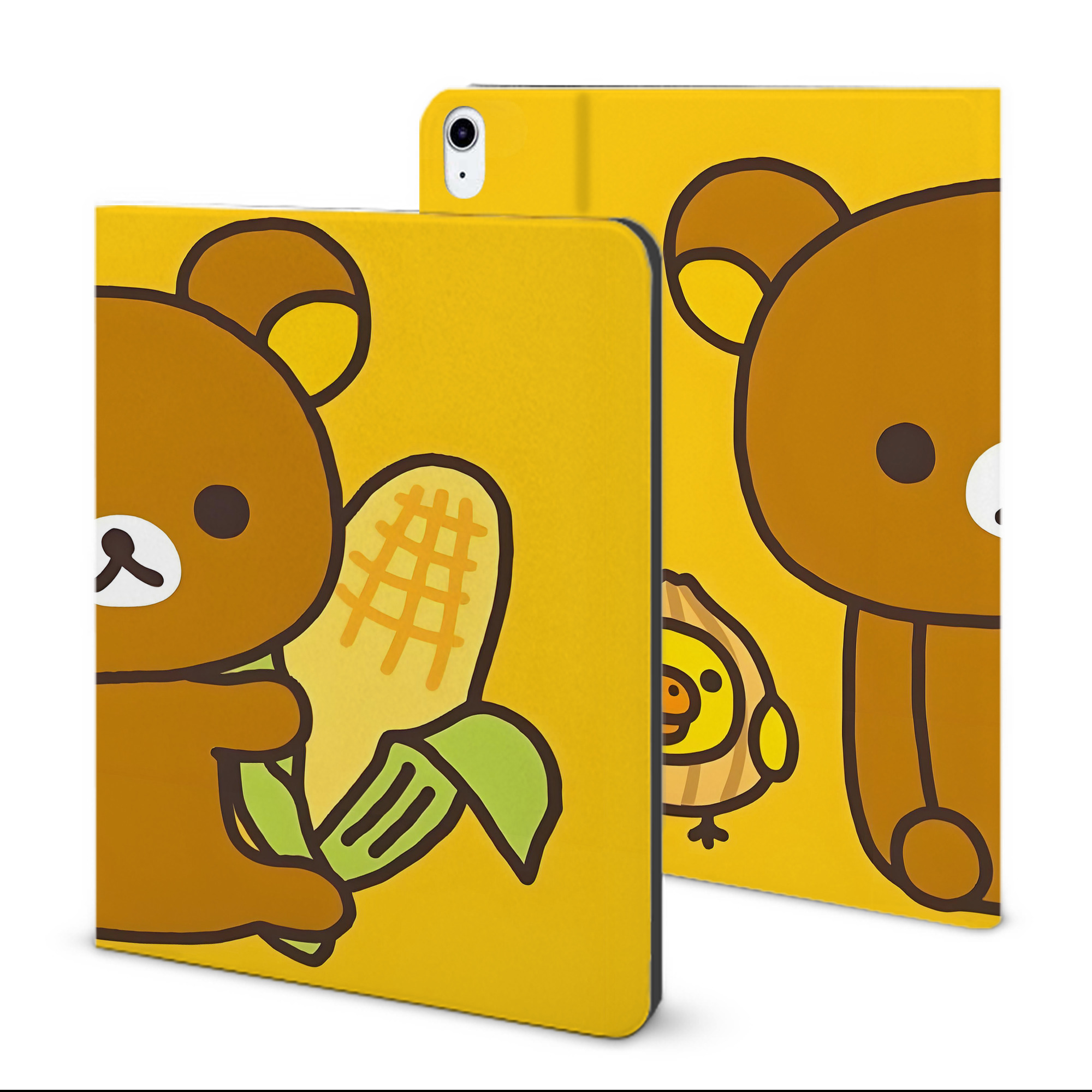 （画像用） リラックマ リラックマ キイロイトリ Rilakkuma Korilakkuma Kiiroitori IPad ケース ブック型 PUレザー TPU 耐衝撃 軽量 薄型 ペン収納なし 全面保護 IPad 各モデル対応